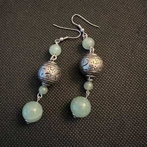 Silver & Green Dangles